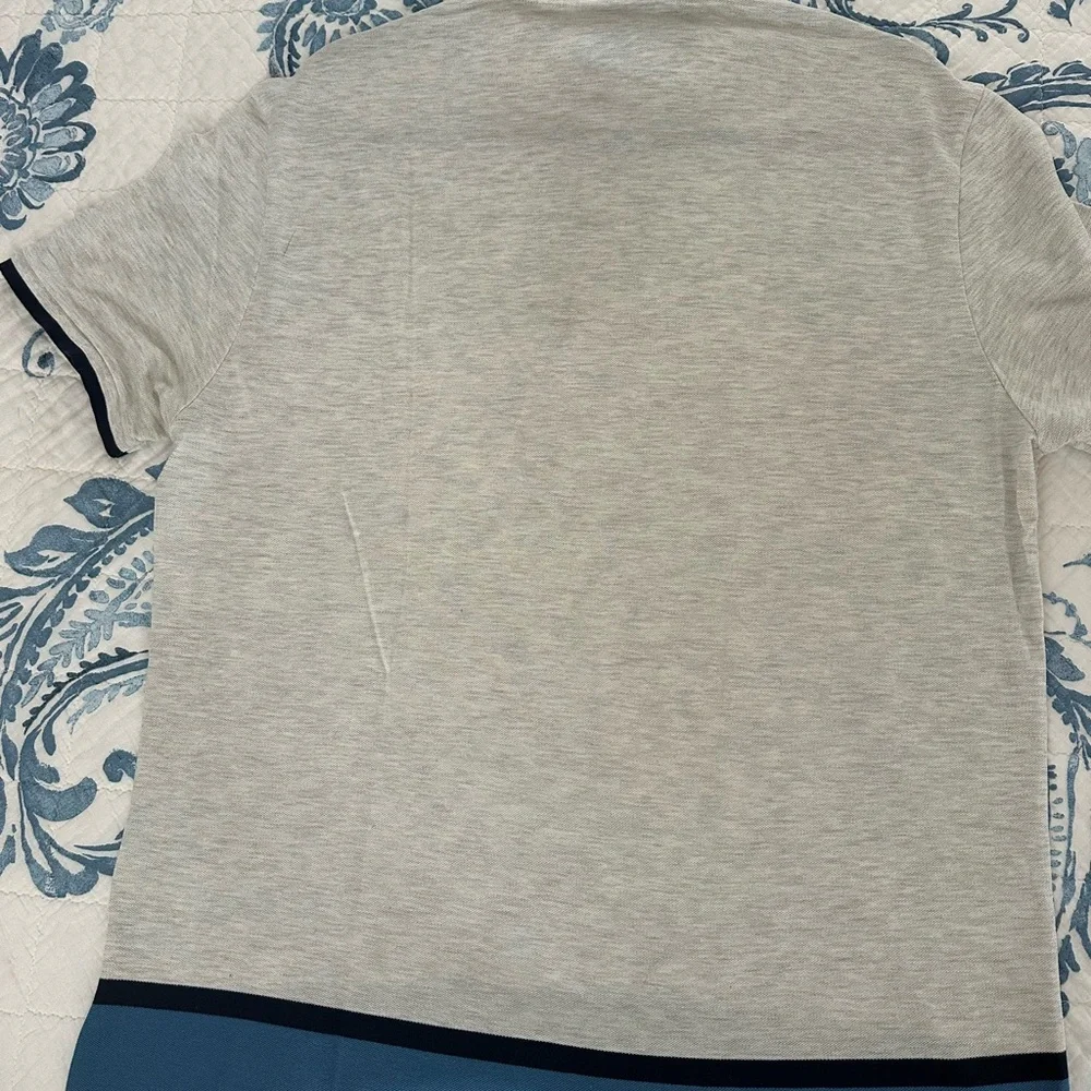 Lacoste Men's Light Gray Polo Shirt with Navy Accents - Picture 10 of 11